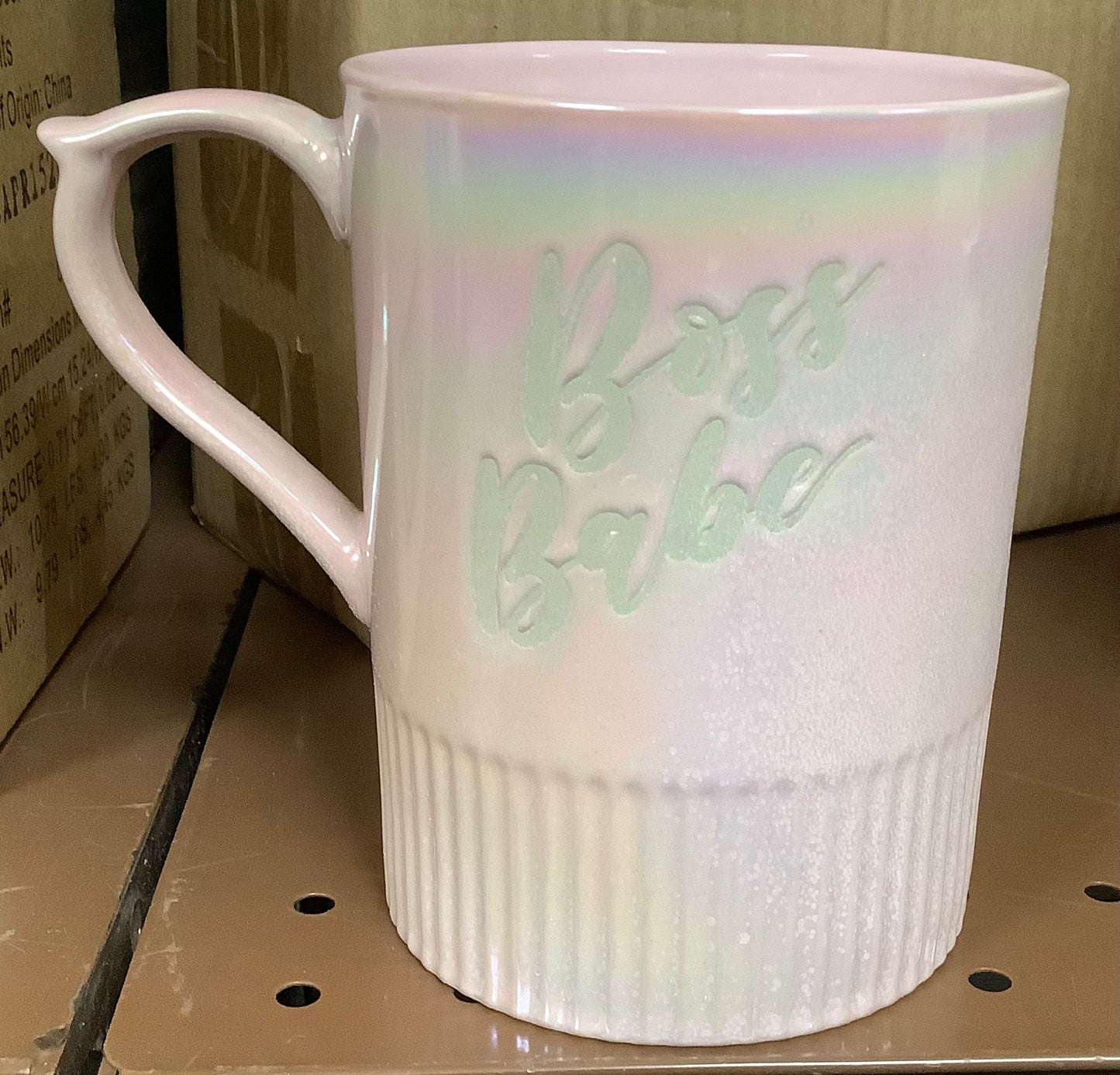 CLEARANCE - BOSS BABE Coffee Tea Mug Cup 20 Oz Iridescent Pink By 10 Strawberry Street