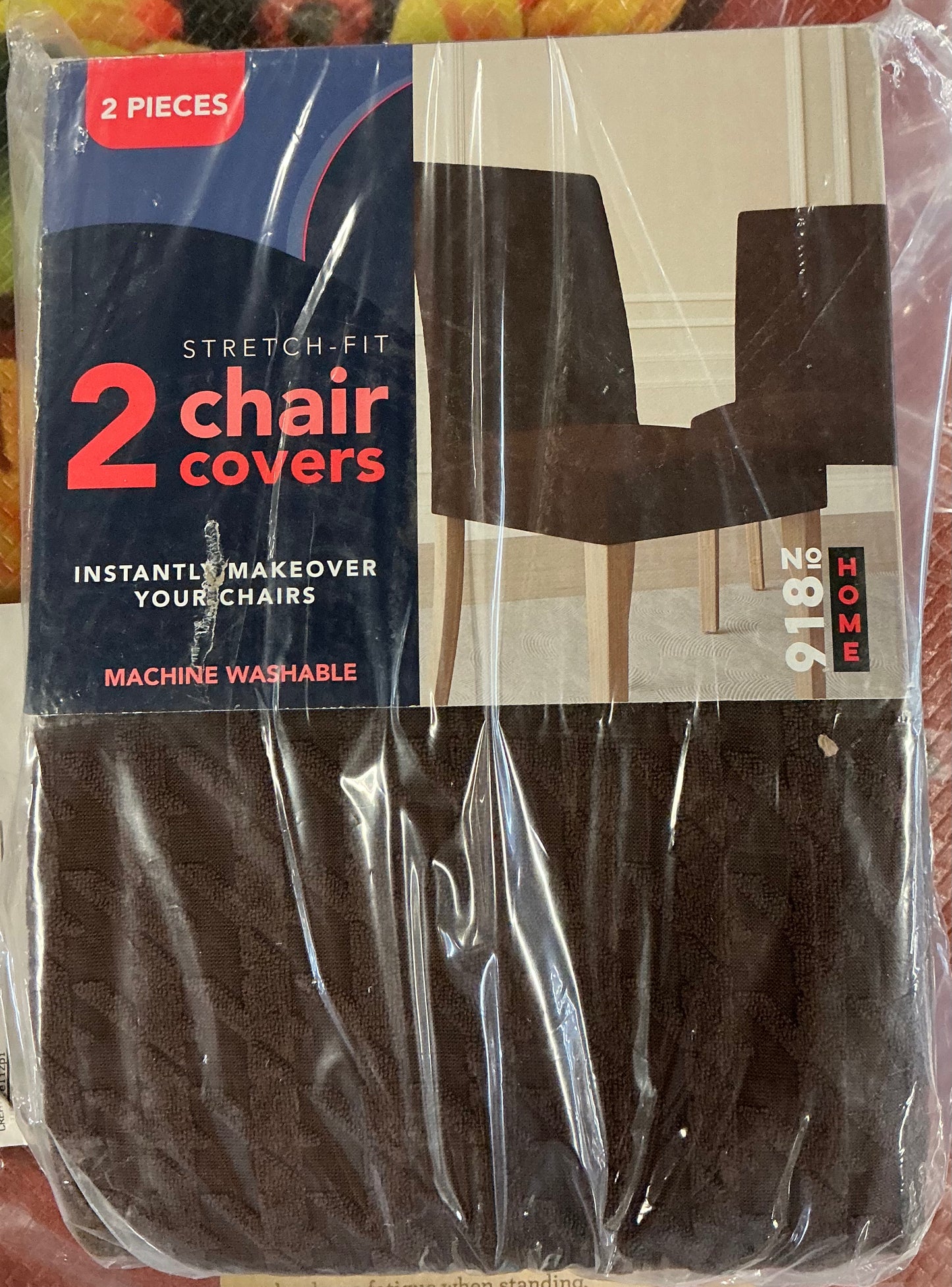 No. 918 Sparta 2-pack Houndstooth Textured Stretch Fit Elastic Dining Chair Cover Pair