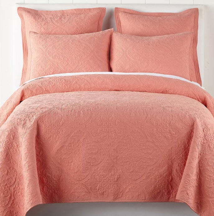 Home Expressions Harper Quilt Only Twin-Color(Bermuda Coral)