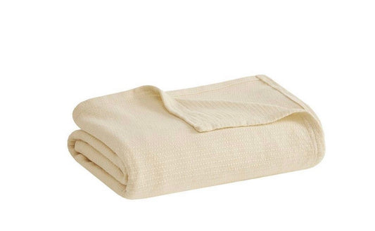 Madison Park Freshspun Basketweave Cotton Bed Blanket in ivory king