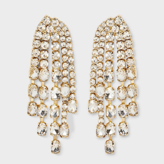 Sugarfix by Baublebar cascading rhinestone fringe statement earrings