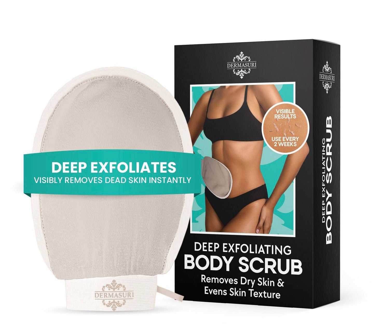 Dermasuri Deep Exfoliating Glove Body Scrub packaged