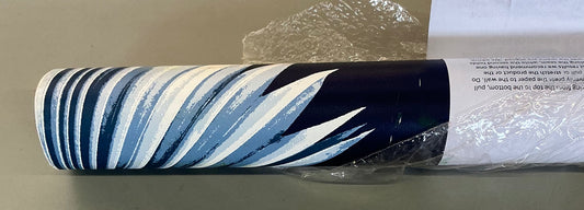 NextWall Tropical Fan Palm Peel and Stick Wallpaper roll in navy blue featuring a palm leaf pattern.(covers 30.76 sq. ft)