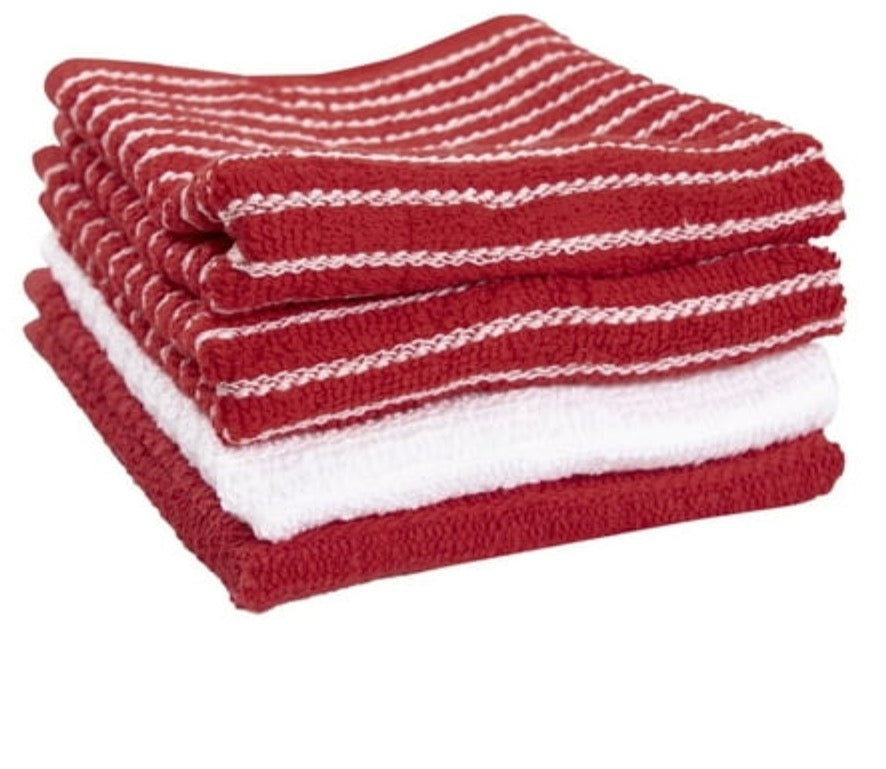 4-pieces bar towel set red and white