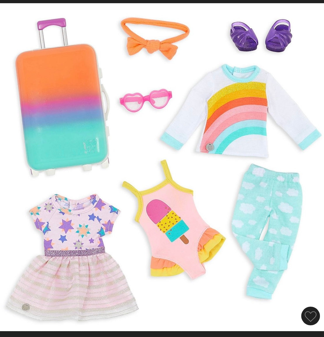 Glitter girls suitcase & travel outfit for 14” dolls: doll accessories & clothing set - OPEN/DAMAGED BOX