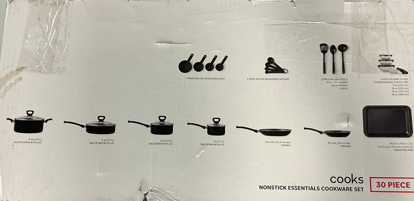 Cooks 30 piece nonstick essentials cookware set