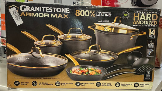 Granitestone Armor Max Gold Aluminum 14-pc. Non-Stick Cookware Set