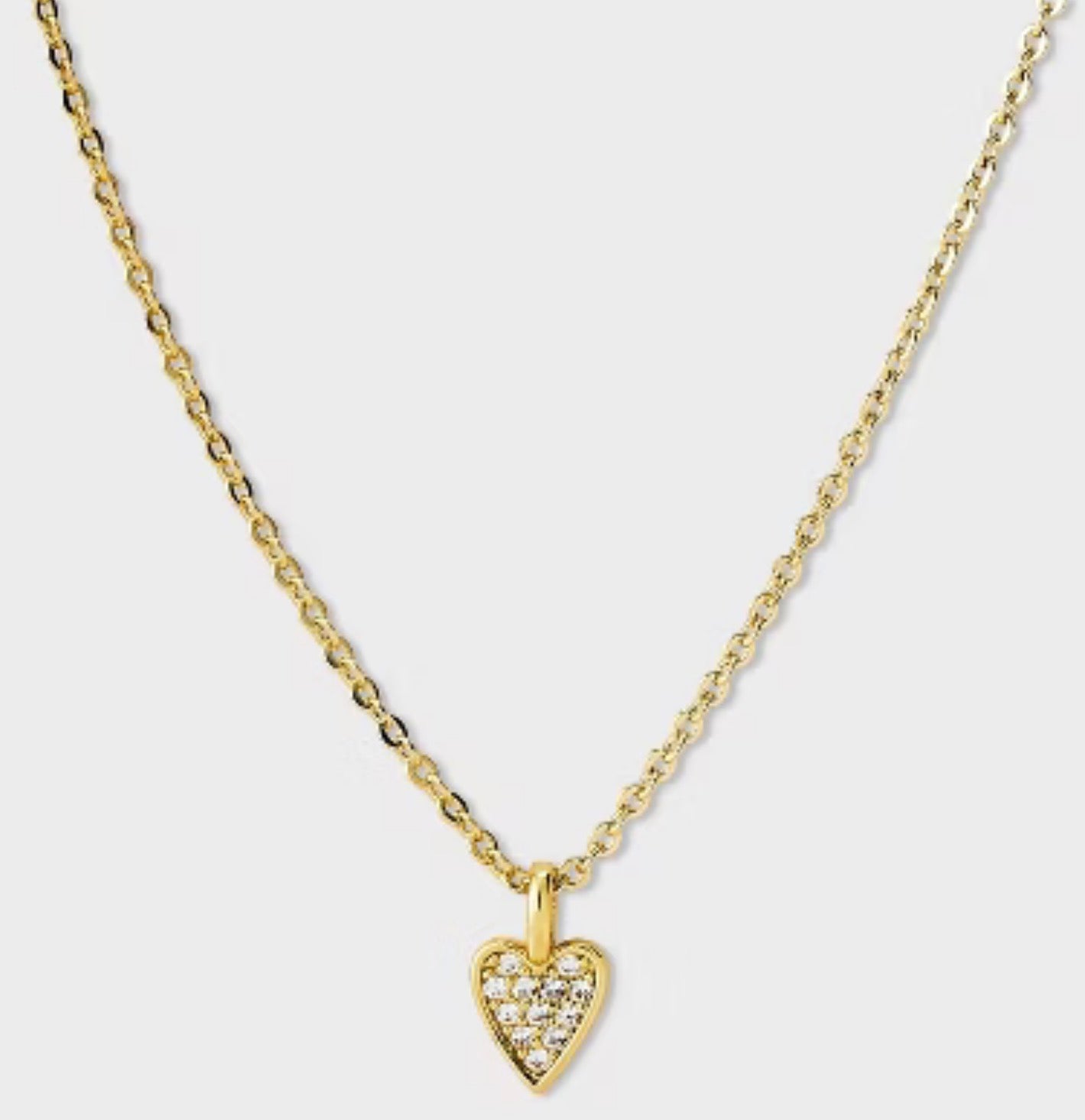 14k gold plated cubic zirconia heart necklace