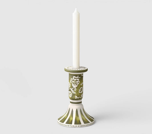 6”X4”Ceramic mixed floral painted taper candle holder