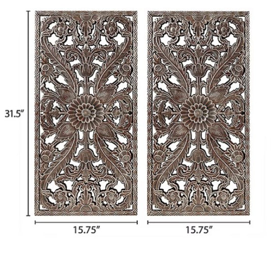 Madison Park Botanical Distressed Carved Wood 2-pc. Wall Art Set