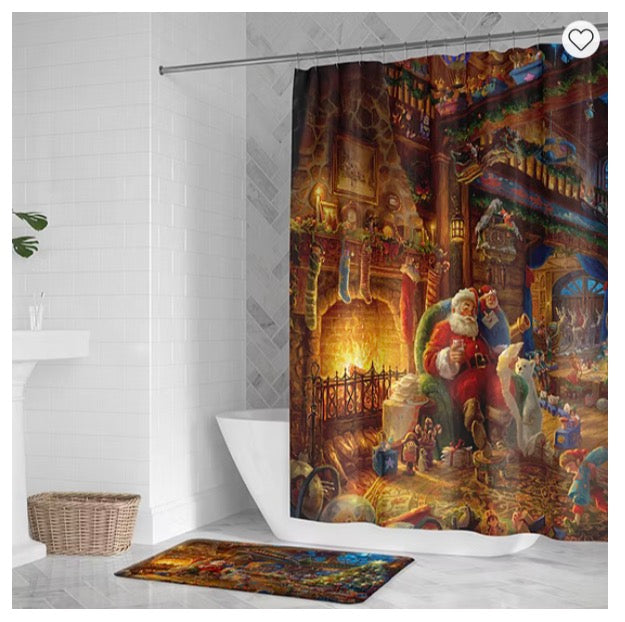 Thomas Kinkade Santa'S Workshop Shower Curtain 71x72 Inch