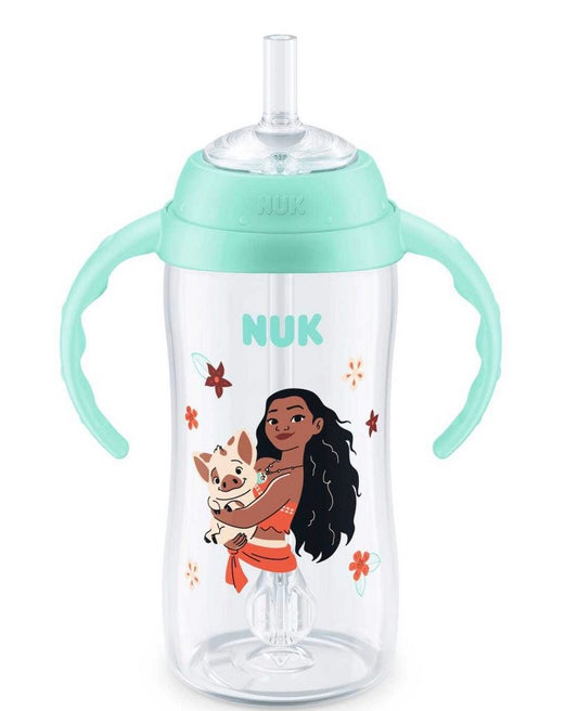 Nuk 10 fl oz plastic Disney learner straw cup-Moana-(H)9.7 inches
