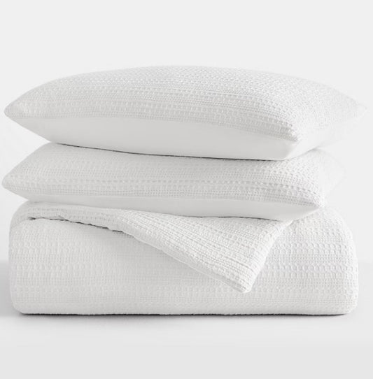 Casual Comfort Waffle Textured Midweight Down Alternative Comforter Set 2 Pieces Twin XL-Included(1 Comforter and 1 Sham)-White