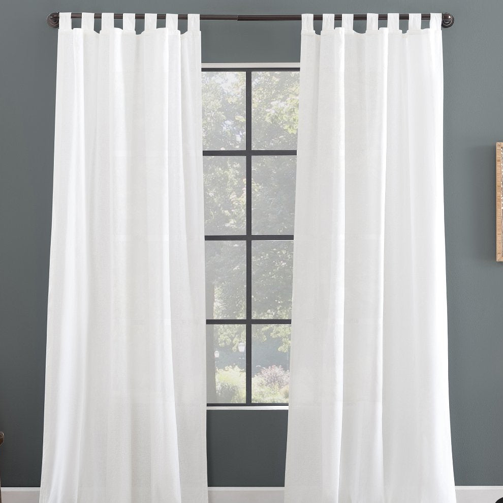 50"x84" Archaeo Light Filtering Linen Cotton Blend Tab Top
Curtain Panel White: Transitional Indoor Plain Weave