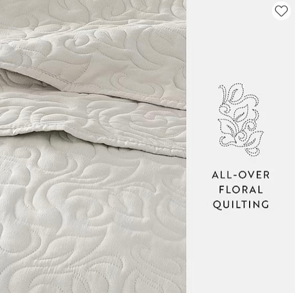Casual Comfort Floral Stitch Quilt Set 3-pc king/cal king color natural