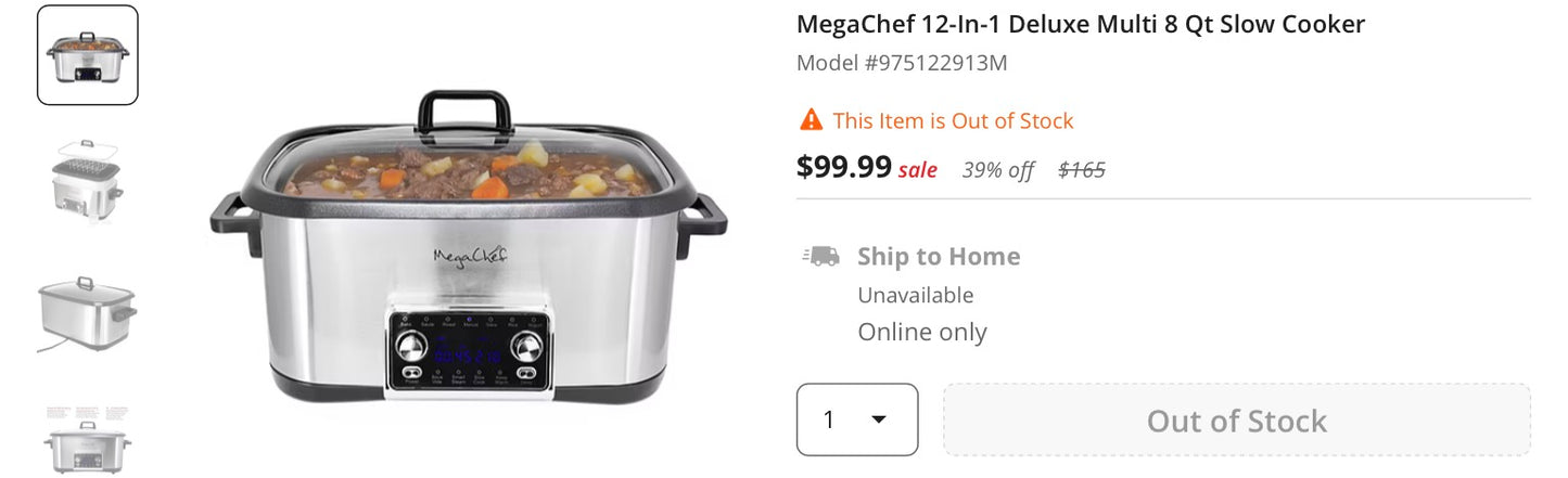 MegaChef 12-In-1 Deluxe Multi 8 Qt Slow Cooker