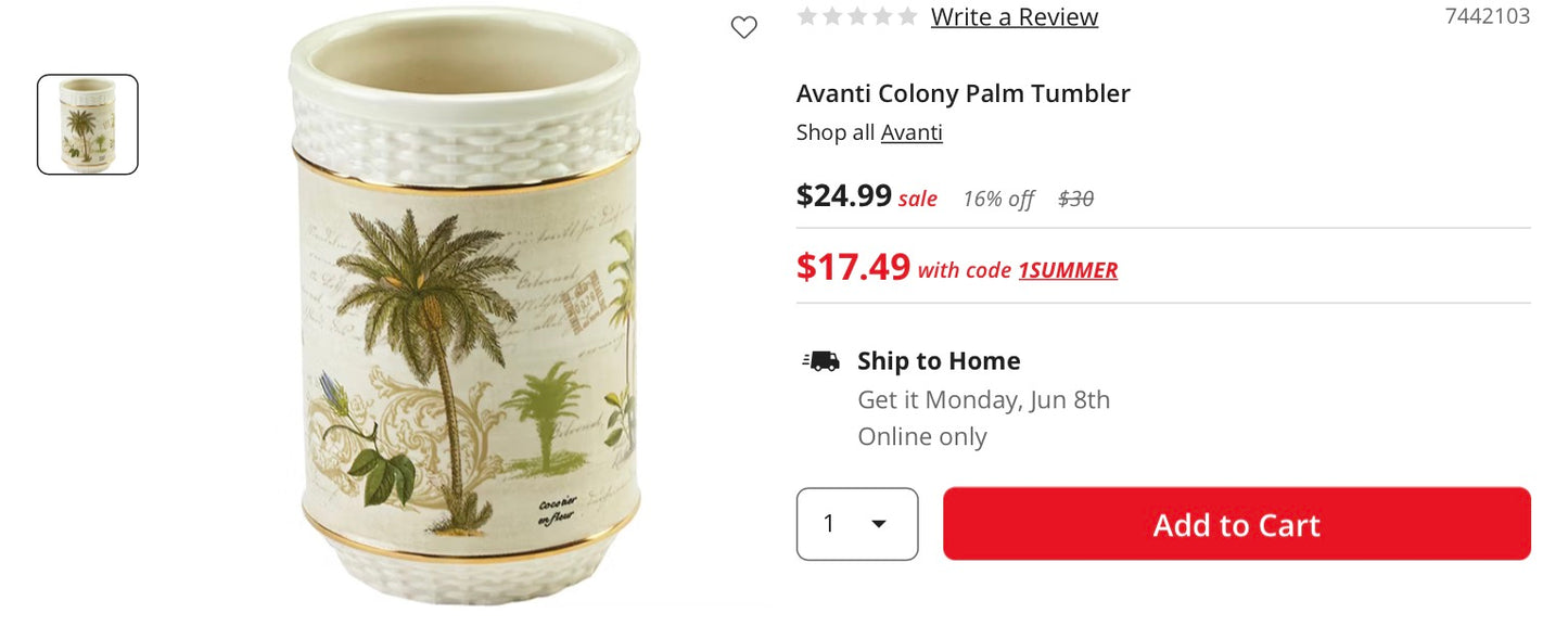 Avanti Colony Palm Tumbler