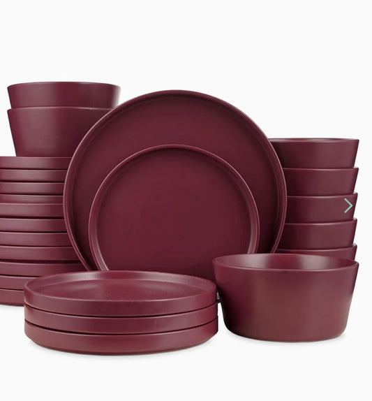 Chelsea Stoneware Dinnerware Set - Purple-22 pcs(two salad plates missing)-AS IS