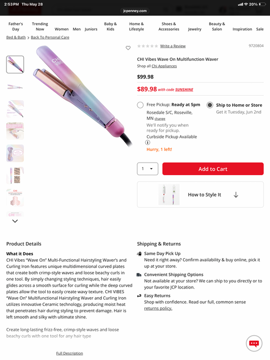 CHI Vibes Wave On Multifunction Waver - Open Box