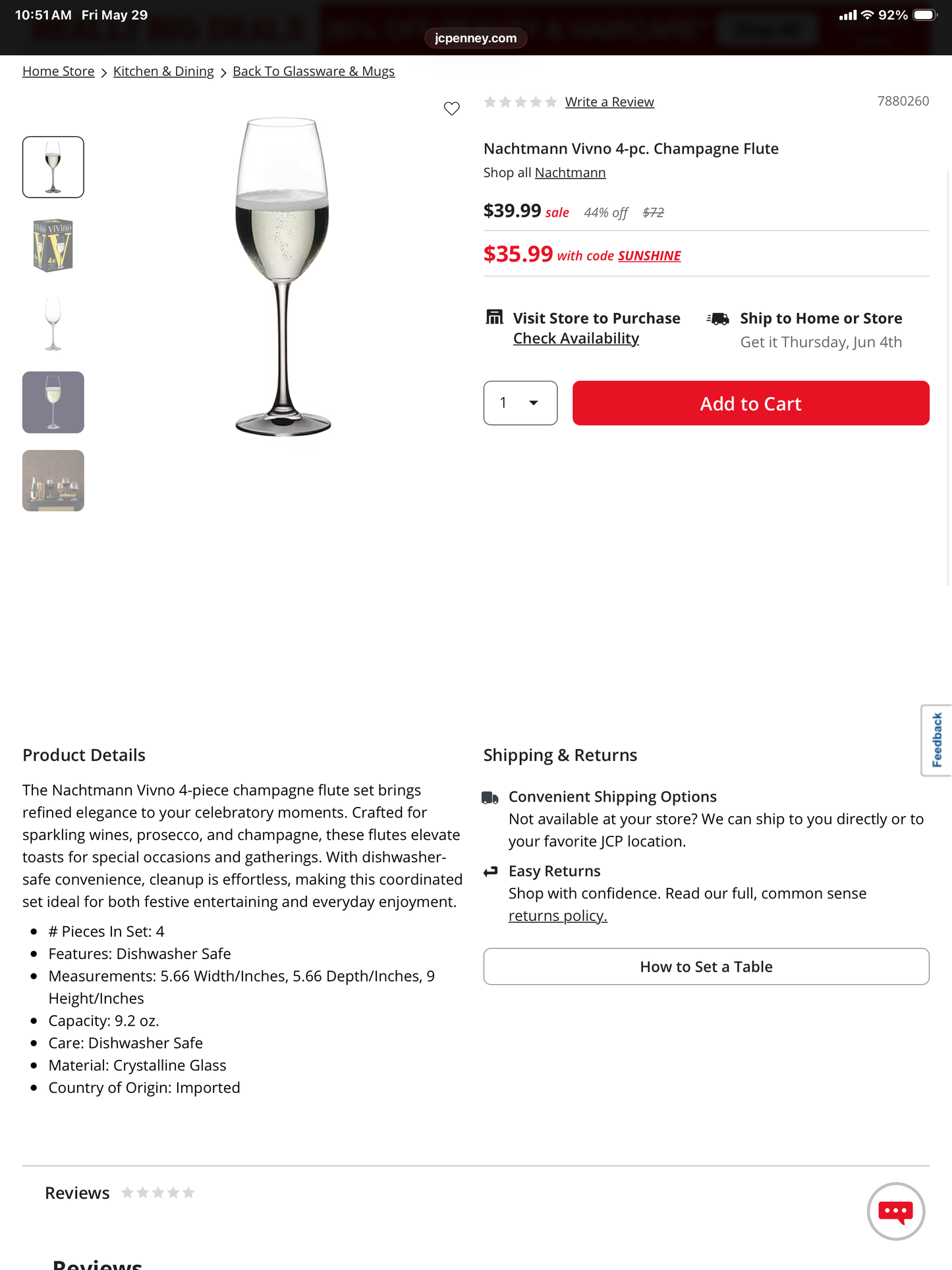 Nachtmann Vivno 4-pc. Champagne Flute