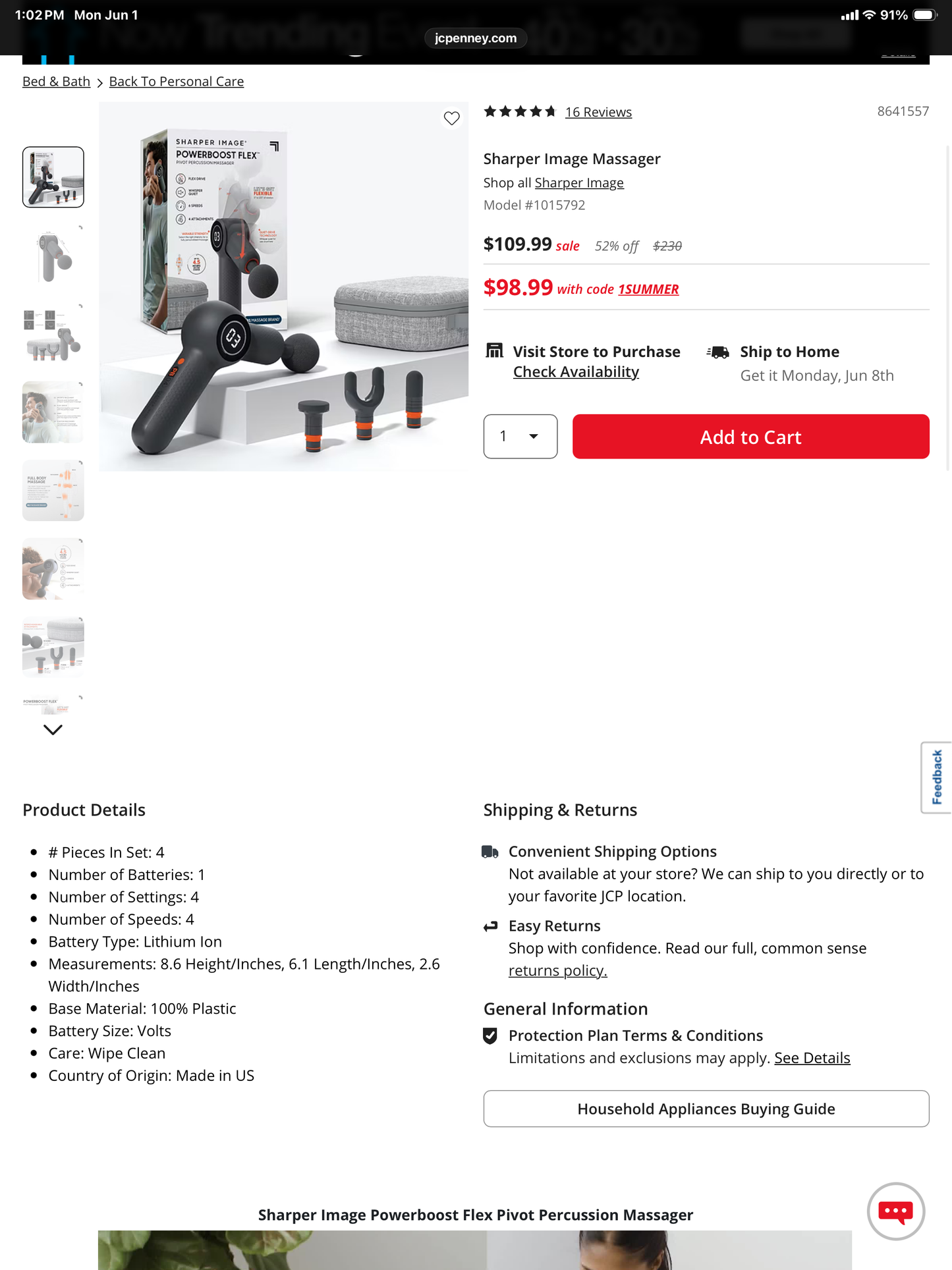 Sharper Image Massager - Open Box
