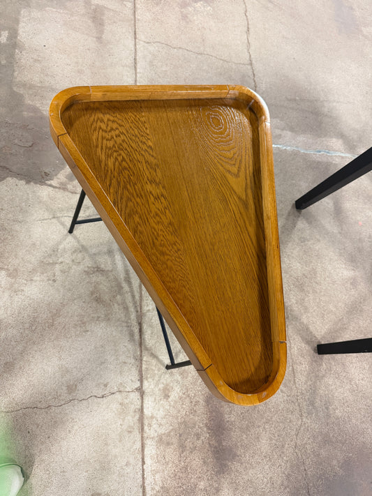 Lunar 27 in. W Golden Brown and Black Triangle MDF Wedge End Table