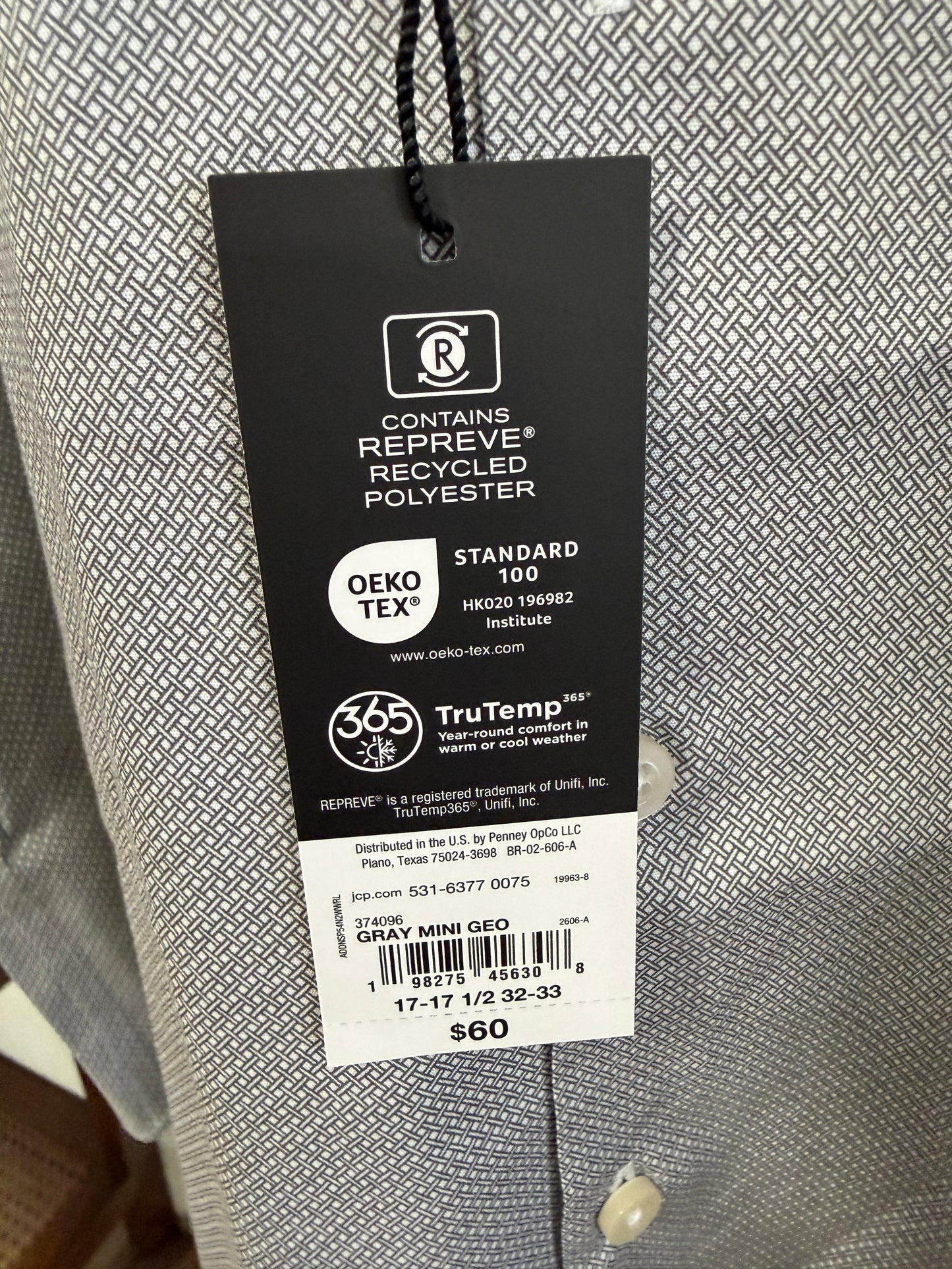 Men’s Slim Stretch JF Button Down - Gray Mini Geo - Size XL