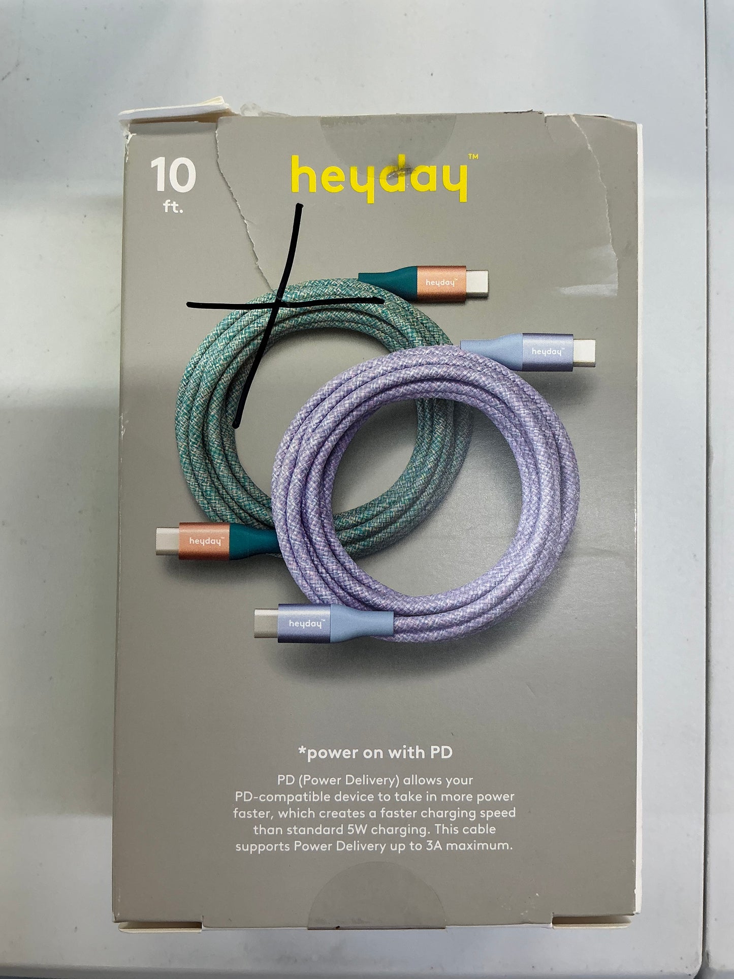 THRIFTY 70 - 10ft USB-C to USB-C Braided Cable 2pk - Deep Sage/Peri-Blue - Open Box - USED/MISSING ITEM 1 Deep Sage CABLE (See Pictures)- FINAL SALE- NO RETURNS - AS IS
