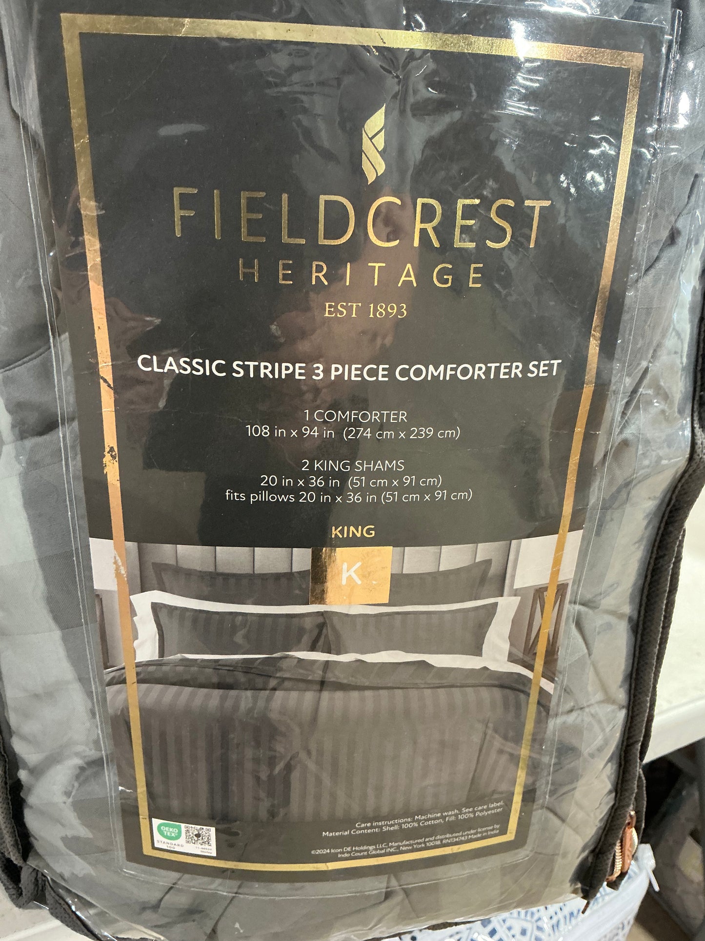 Fieldcrest Heritage Classic Stripe 3pc. 400tc Cotton Comforter Set king