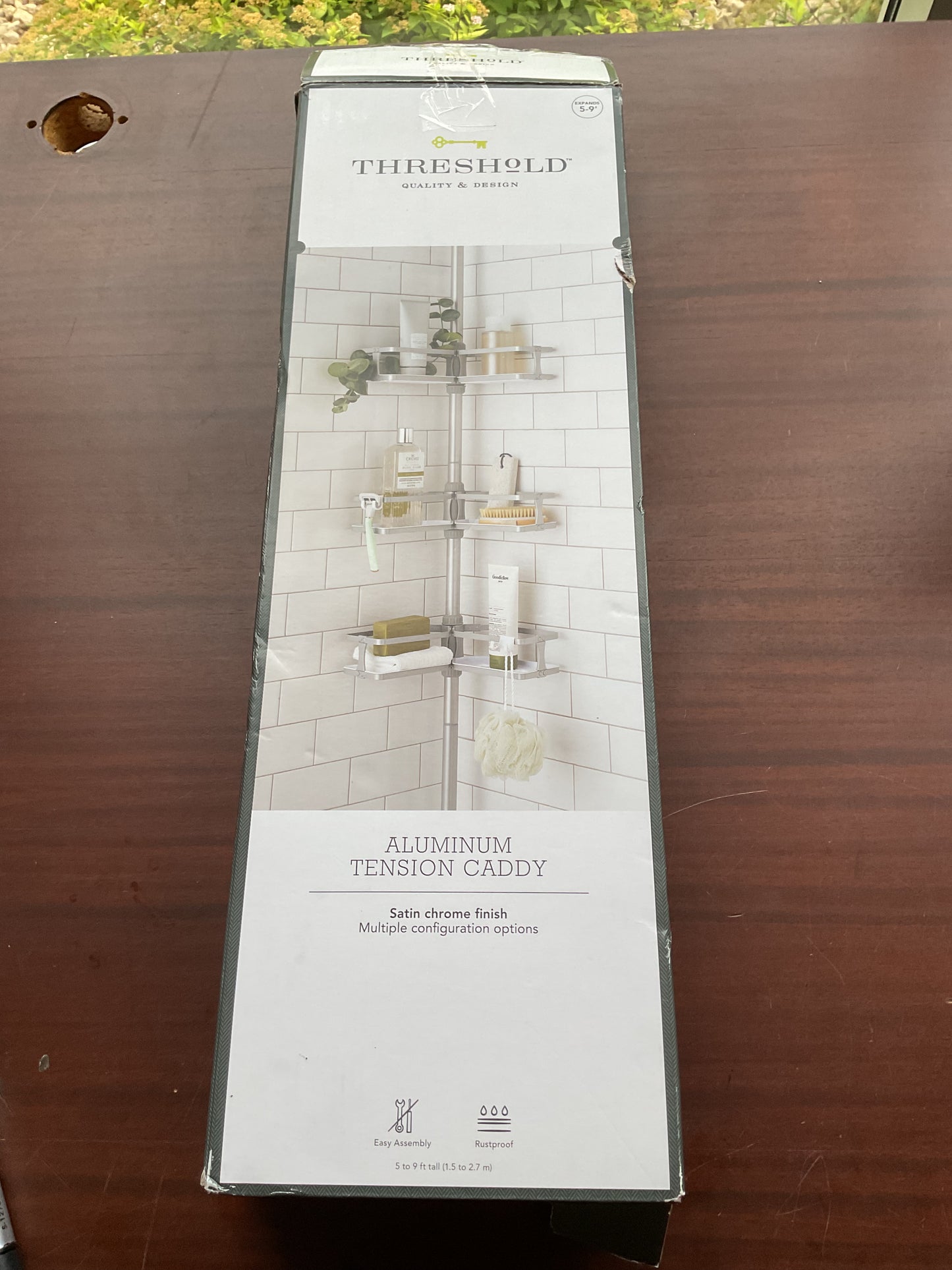 (Clearance )Aluminum Corner Tension Pole Caddy Gray -
Bath Organizer with Adjustable Shelves