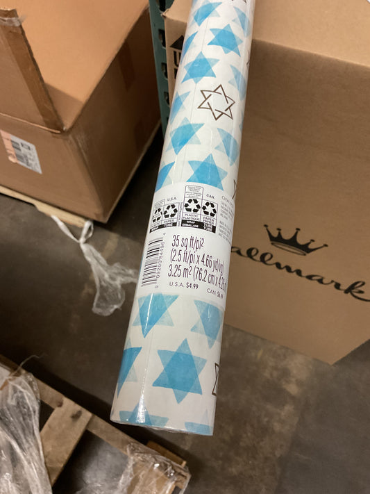 Christmas Roll Wrap Star of David (35 sq ft)