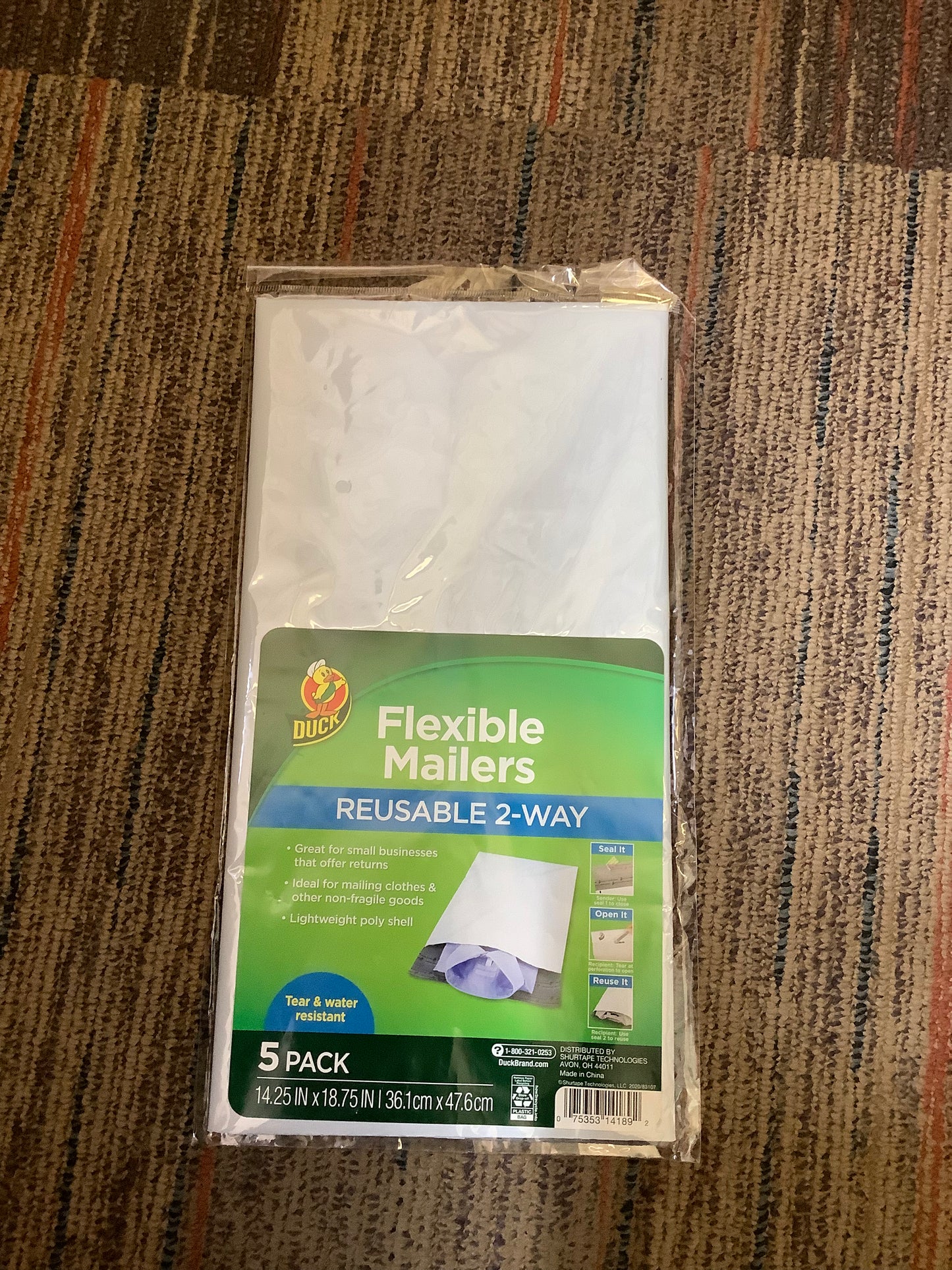 (CLEARANCE) Duck Reusable 2-Way Flexible Mailers 5 pack