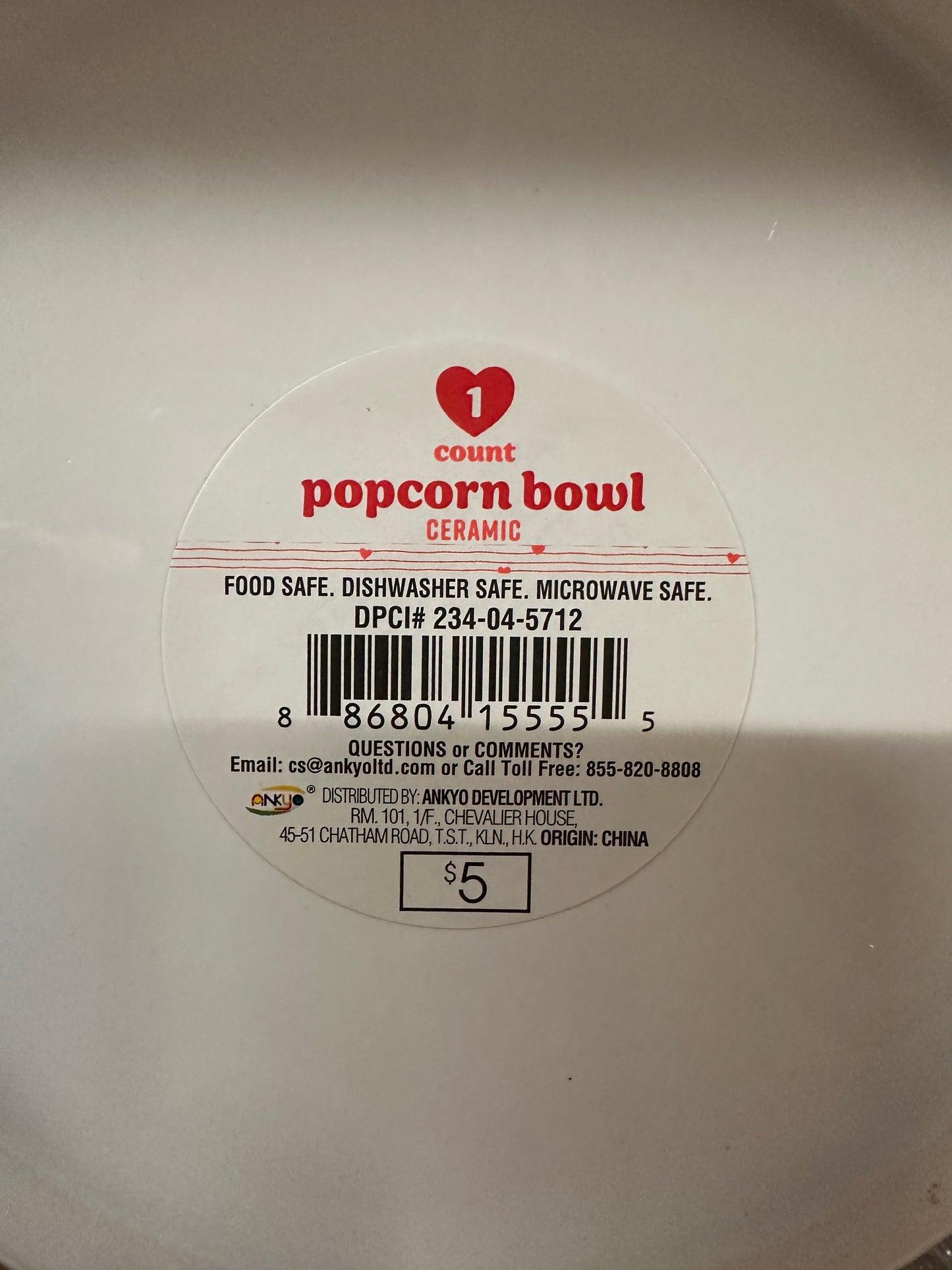 BUNDLE - White Ceramic Popcorn Buckets - 3pc