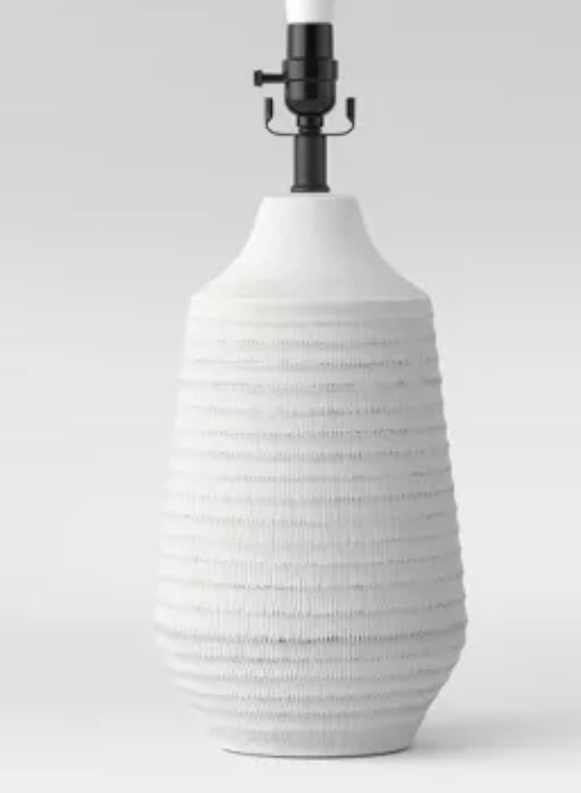 19"x8.5" Large Textured Ceramic Lamp Base White