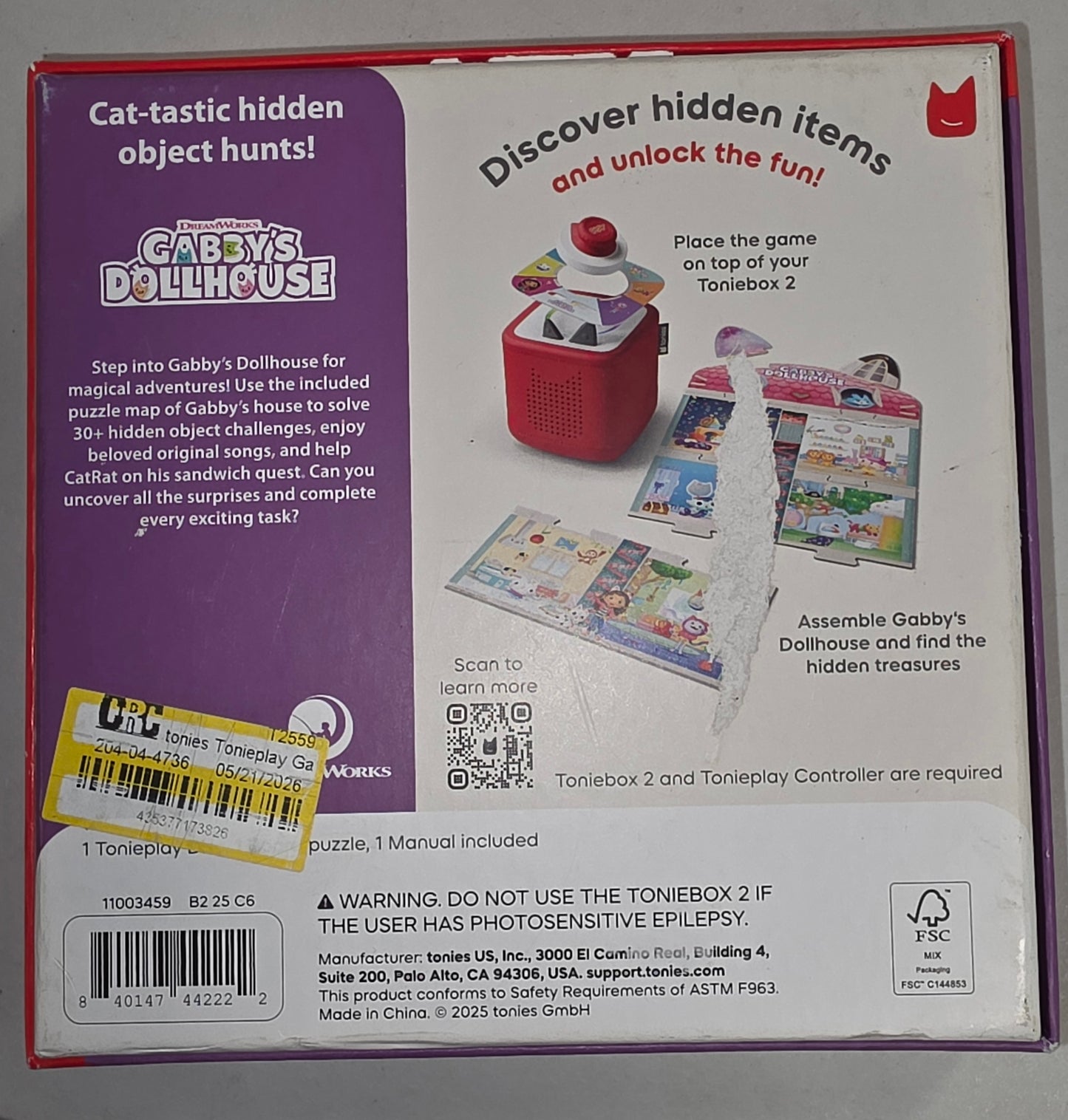 tonies Tonieplay Gabby's Dollhouse: Gabby's Cat-tastic Scavenger Hunt Game