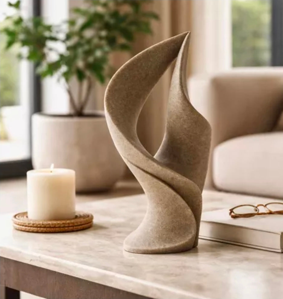 Abstract Resin Quartz Sculpture Statue for Home Decor - Decorative Object Accent for Office Desks, Table or Living Room Decoration - 18", Brown PICKUP ONLY