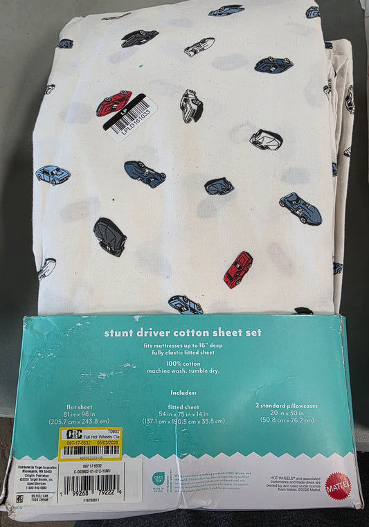 Full Sheet Set Hot Wheels Classic Car Kids' Cotton Sheet Set Cream - Hot Wheels