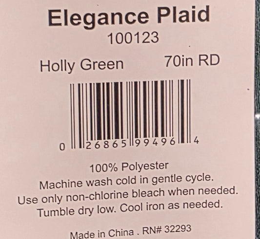 Holly Green Plaid 70" Round Tablecloth(clearance)