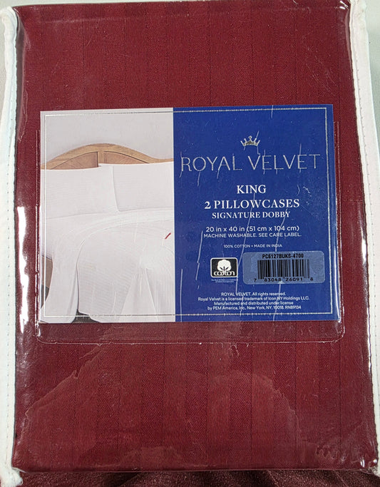 Royal Velvet Dobby Stripe Pillowcase Pair King Size Burgundy
