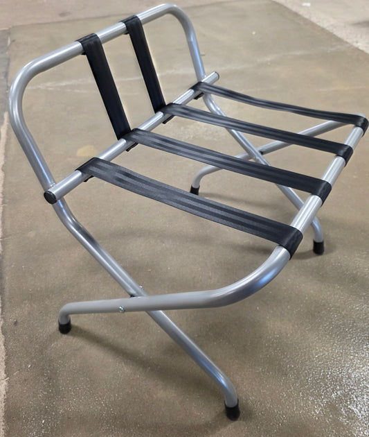 Whitmor Powder-Coated Metal Folding Luggage Rack with Backrest in Silver PICKUP ONLY