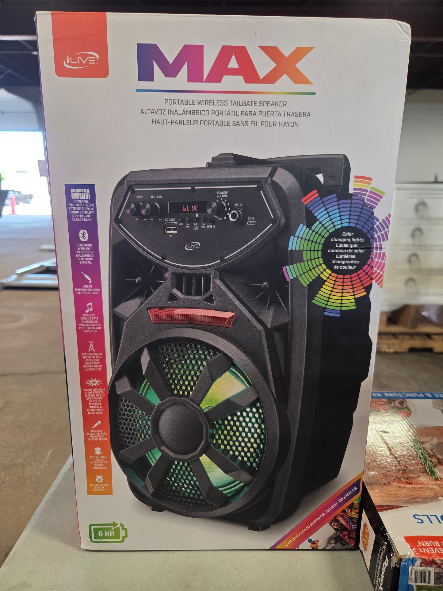 ILive max portable wireless tailgate speaker