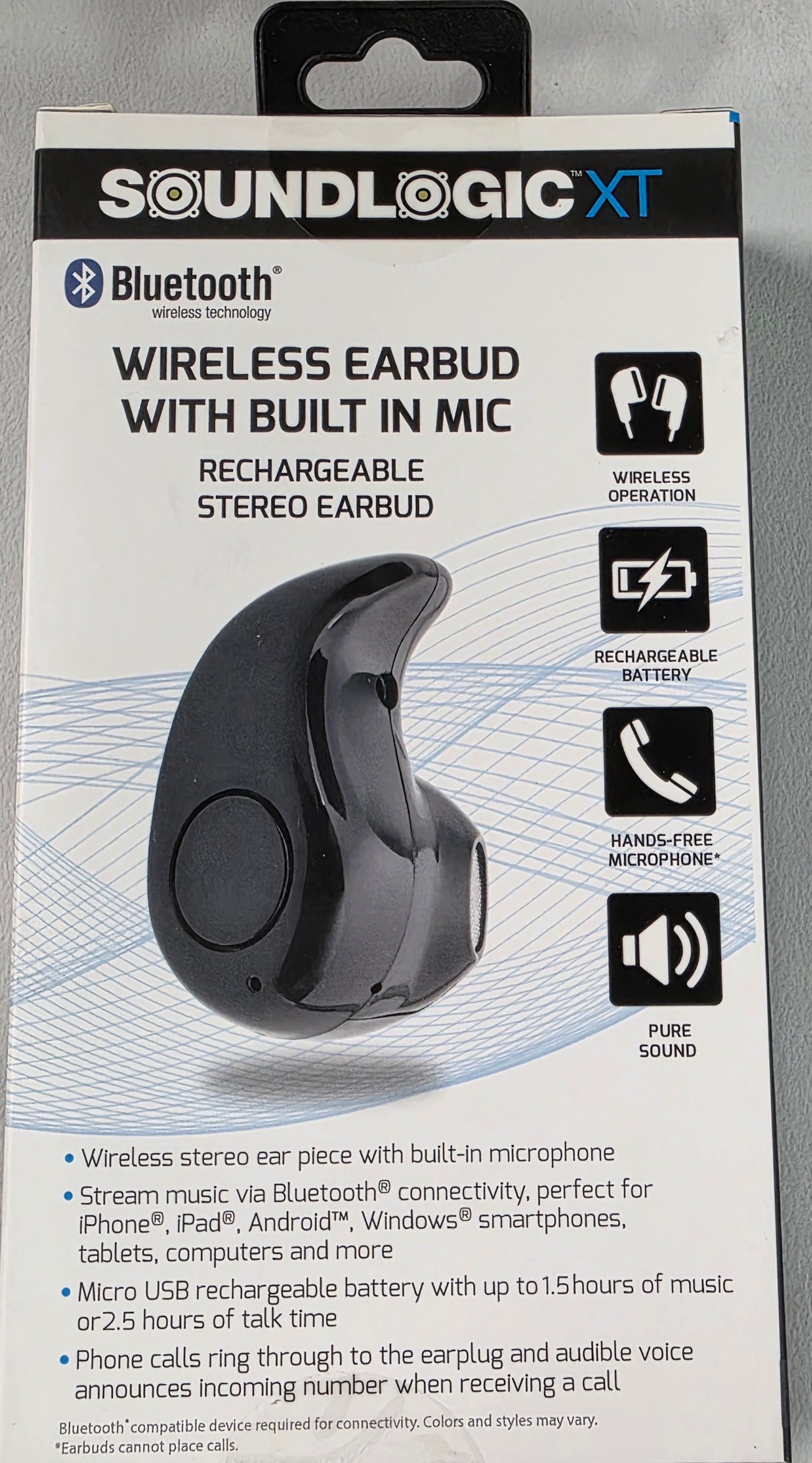 SOUNDLOGICXT Bluetooth Wireless Earbud with Built In Mic