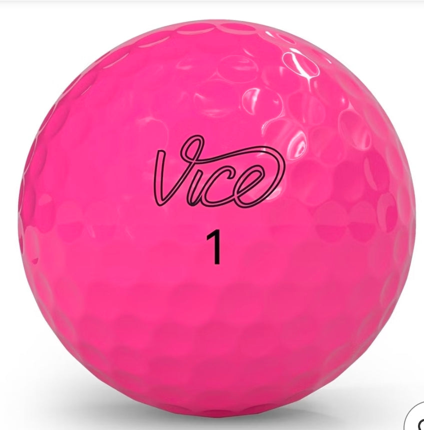 Vice Golf Vice Drive Golf Balls 12pk - Pink: Polybutadiene Core, Ionomer Shell