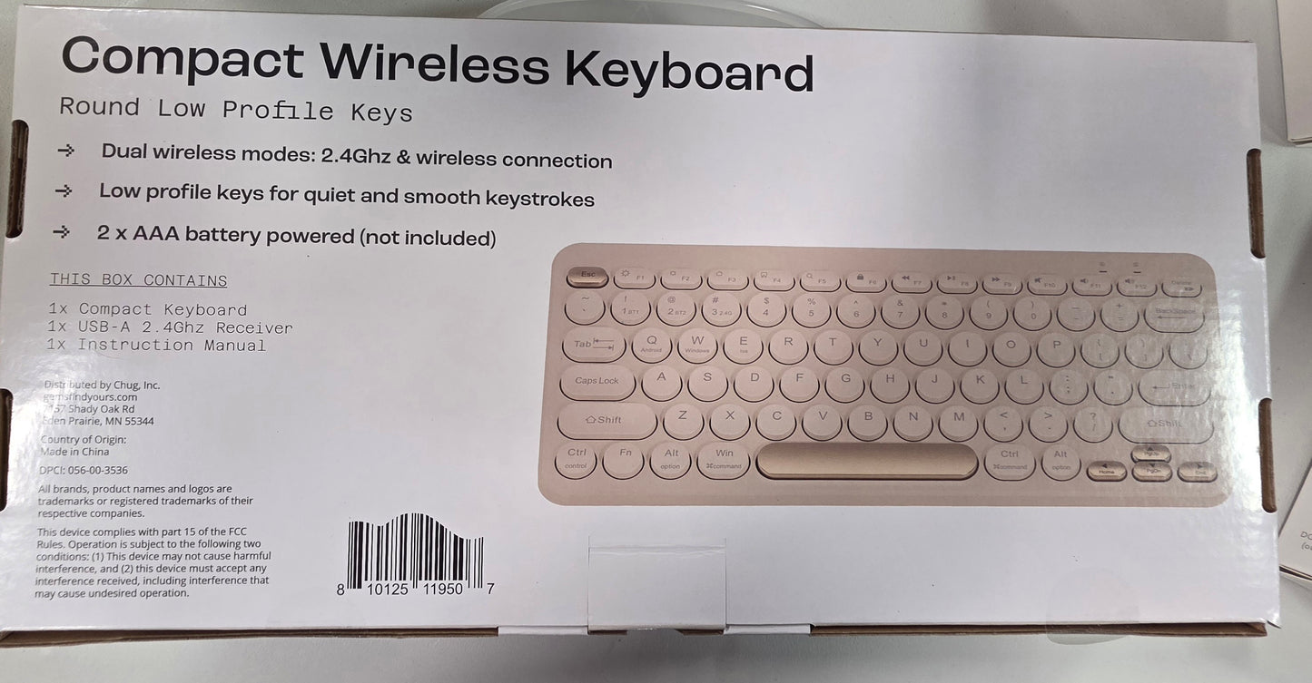 North Compact Round Key Wireless Keyboard - Beige
