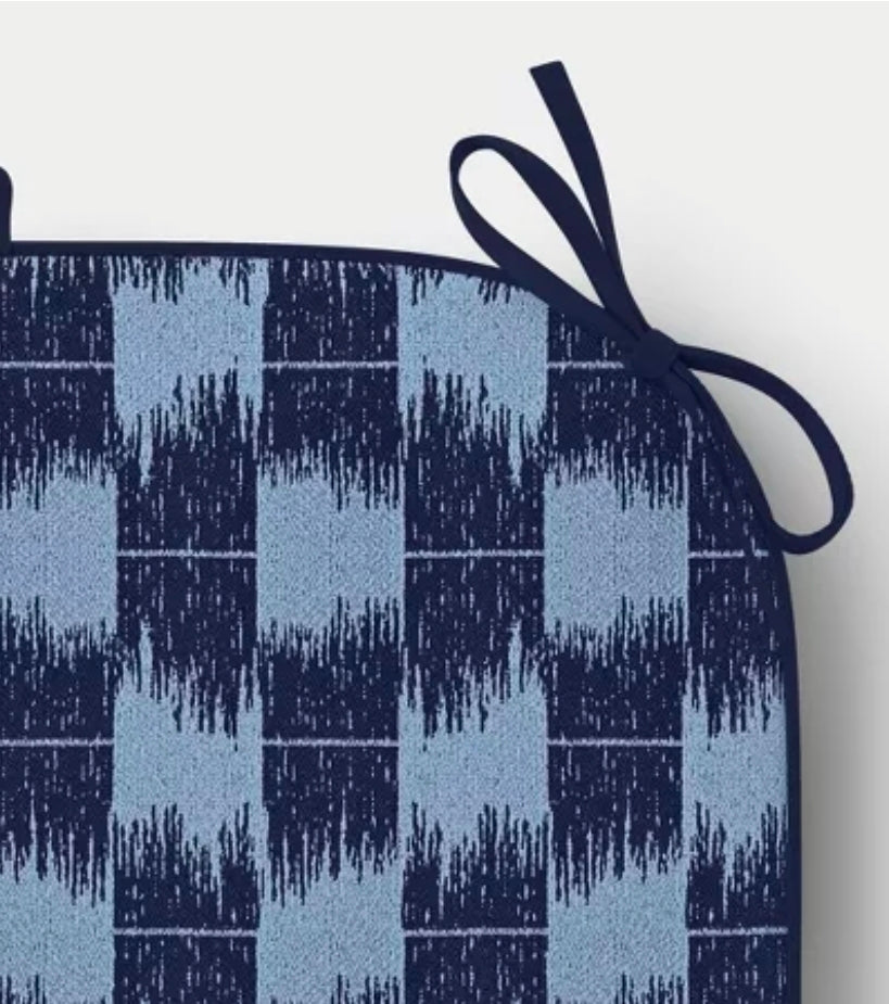 18"x20" Ikat Woven Curved Seat Cushion Light Blue/Navy - Threshold™ PICKUP ONLY