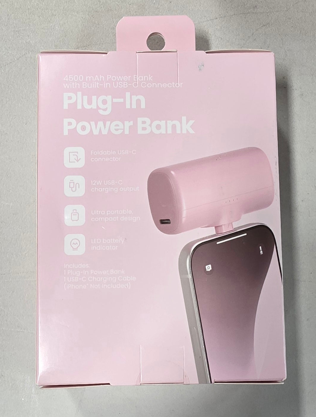 GEMS 4500mAh Plug in Power Bank - Pink