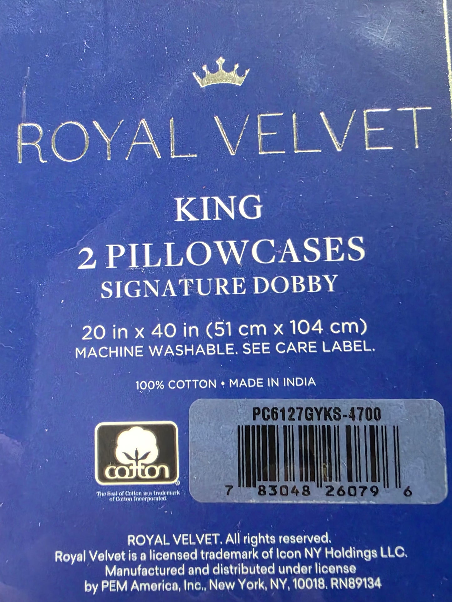 Royal Velvet Dobby Stripe Pillowcase Pair - King / Gray