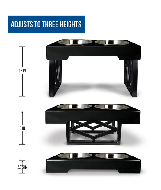 Pet Zone Designer Diner Adjustable Elevated Dog & Cat Bowls