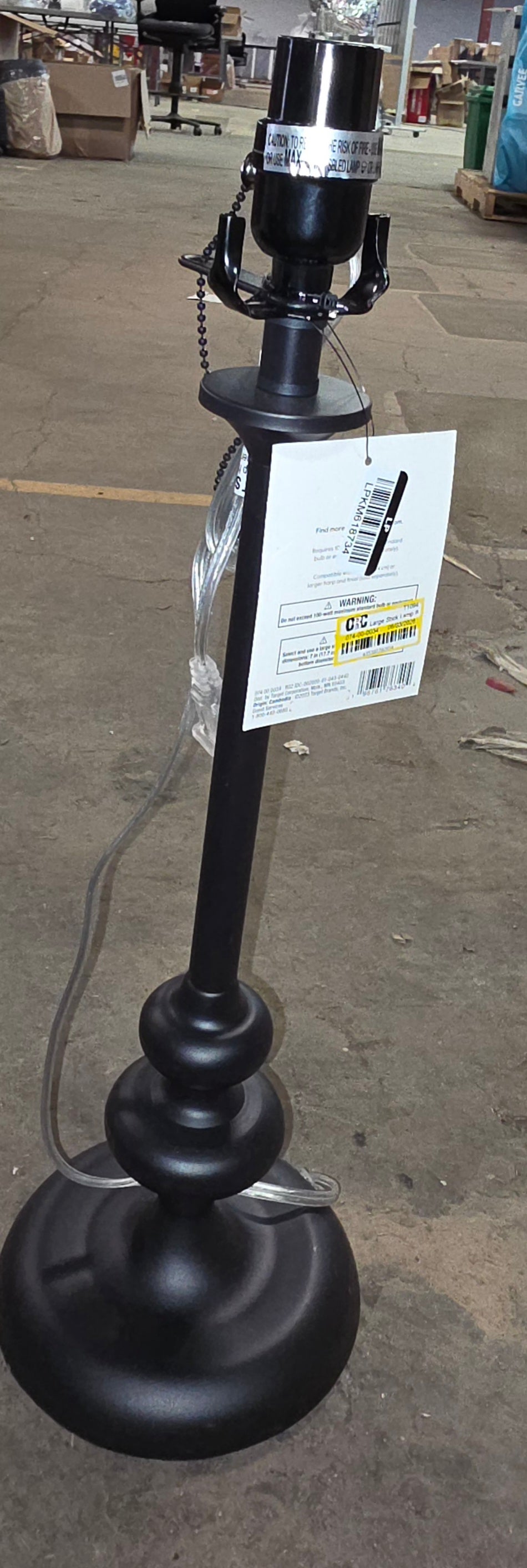 Large Stick Lamp Base Black - Threshold™: ETL Listed, Metal