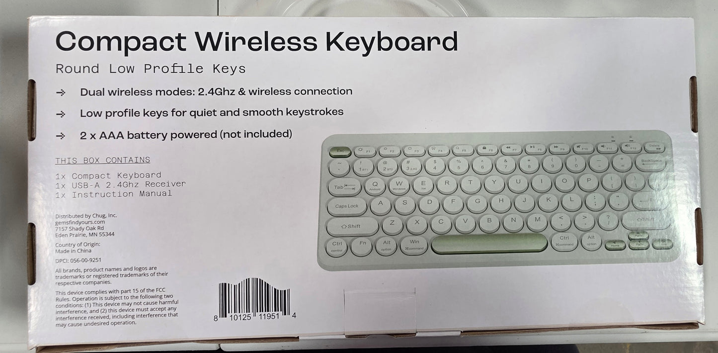 North Compact Round Key Wireless Keyboard - Mint Green